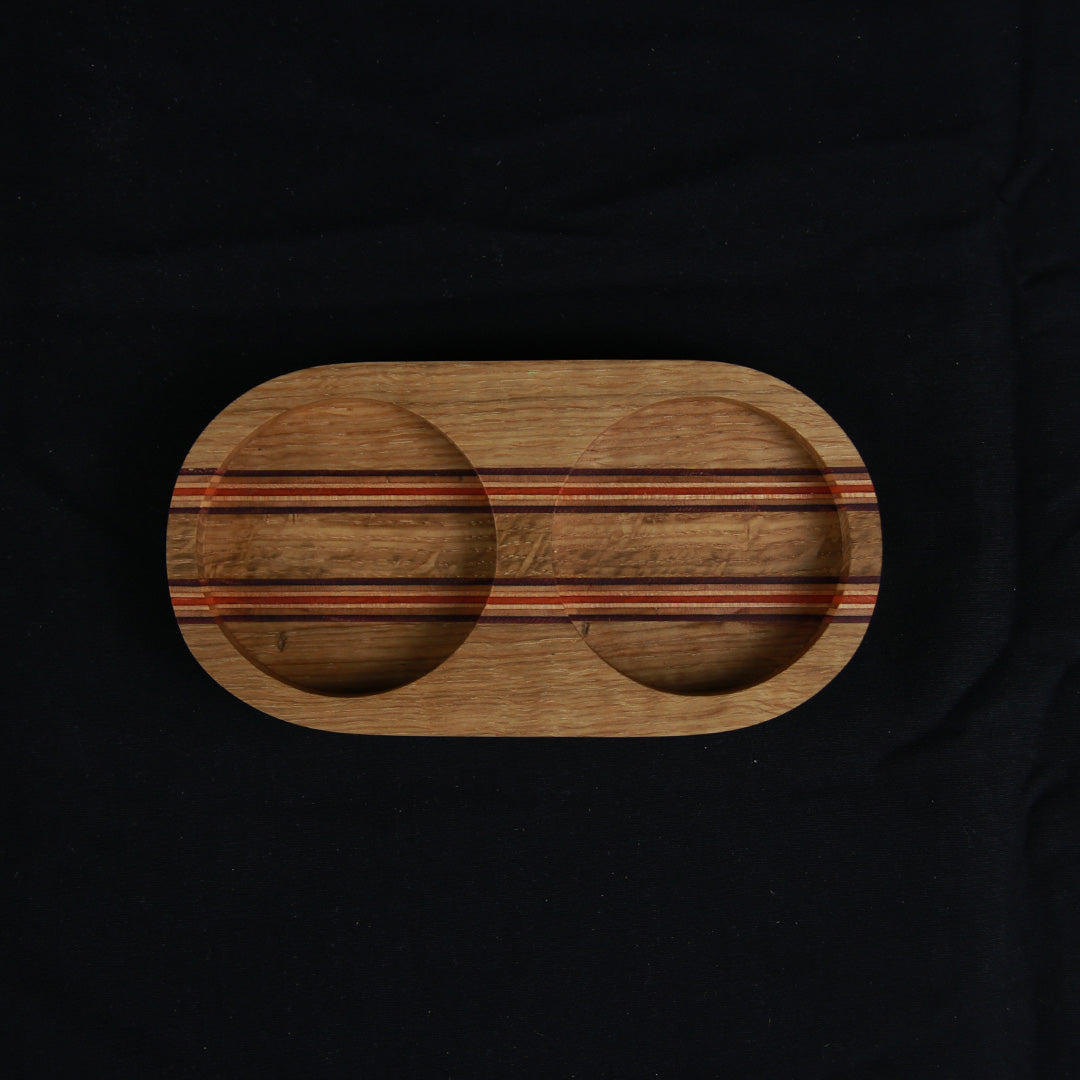 Salt og peber station, Egetræ/orange og rød