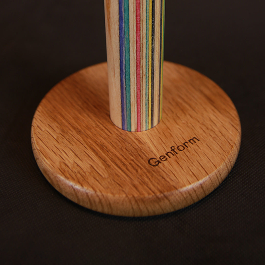 Køkkenrulleholder, Egetræs fod/multicolor stok
