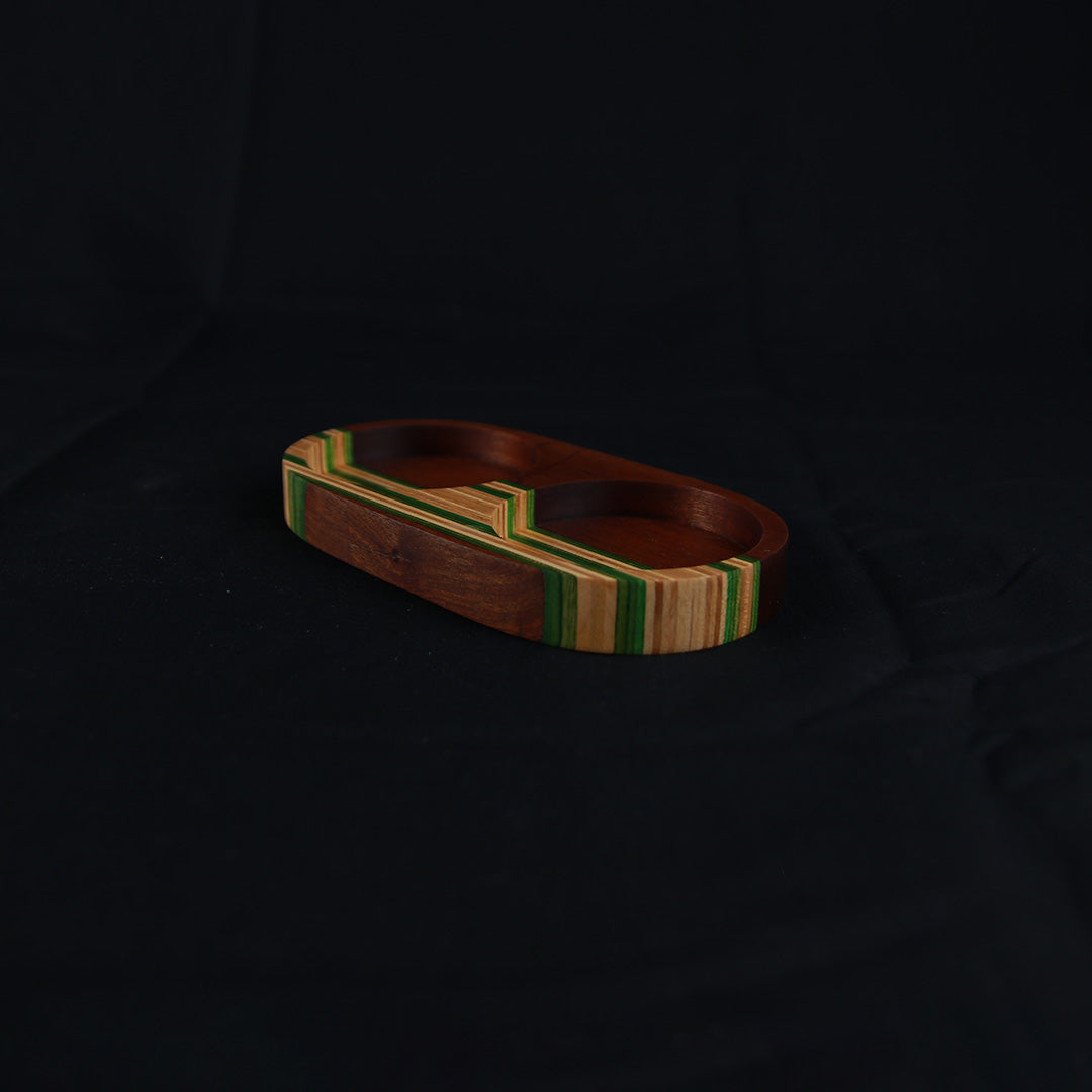 Salt og peber station, Padouk/neutral og grøn