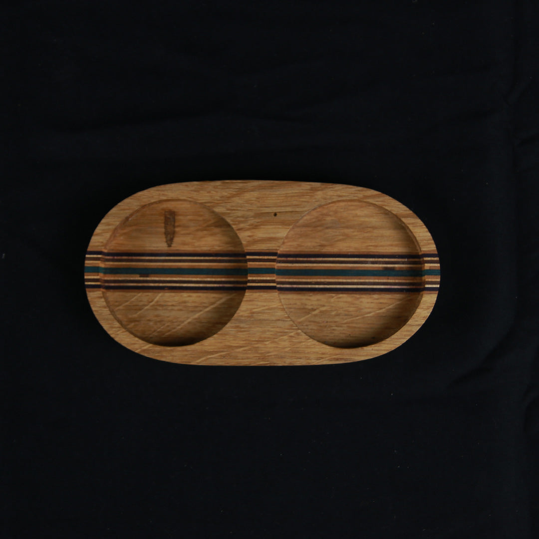 Salt og peber station, Egetræ/grøn og blå