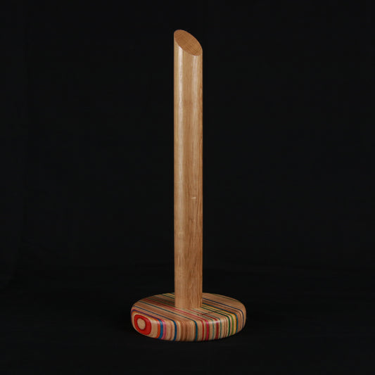 Køkkenrulleholder, Multicolor fod/egetræs stok